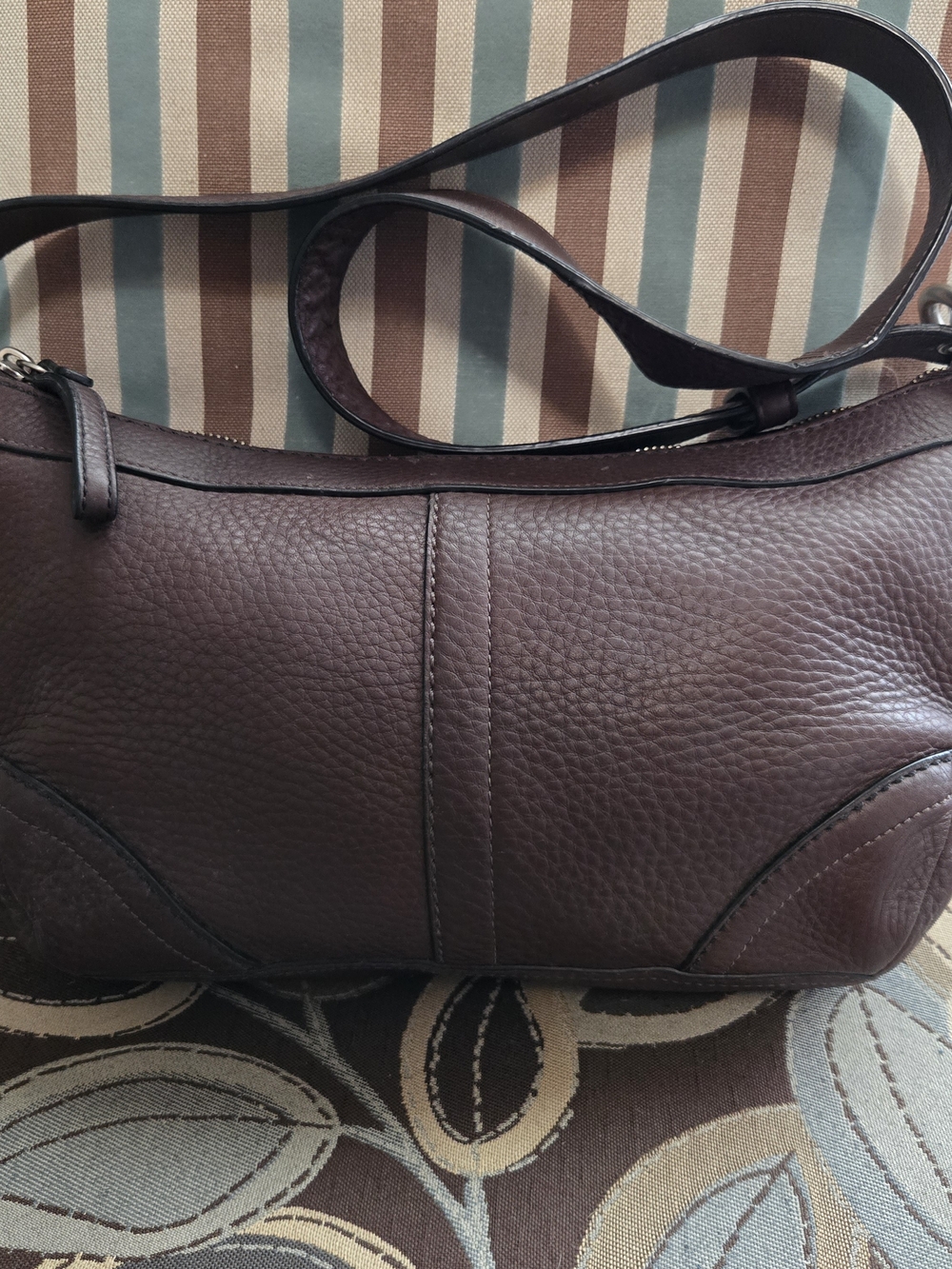 Coach Dark Brown Pebbled Leather Shoulder Bag
